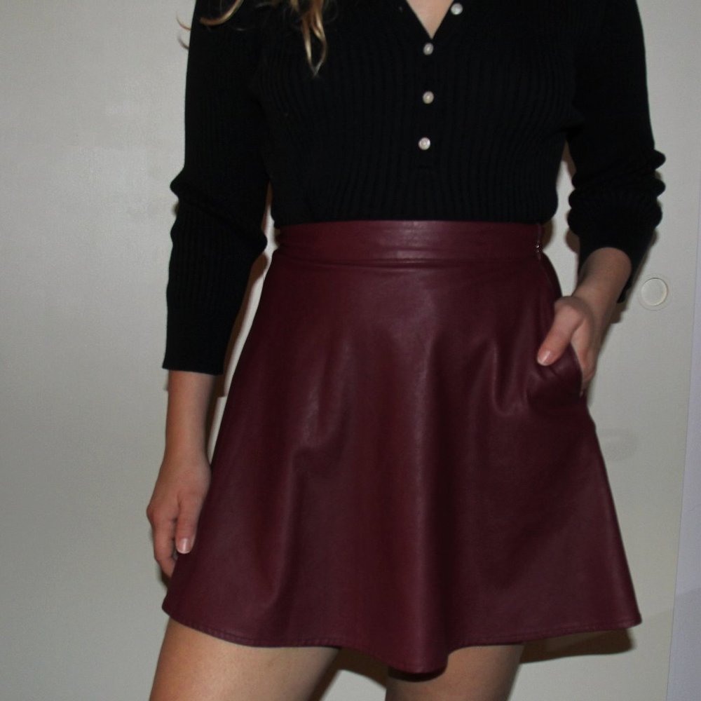Red Leather Abercombie & Fitch Women's Skirt